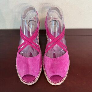 ABEO B.I.O Systems Delano Espadrille Wedge Suede Sandals in Fuchsia 10N